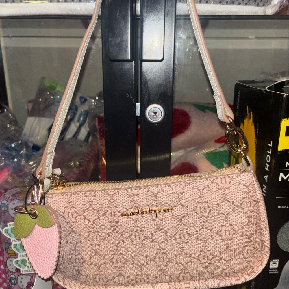 Nanette Lepore Pink Logo-Pattern Shoulder Bag